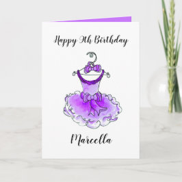 Robe de fête violet art encré filles carte d'anniv