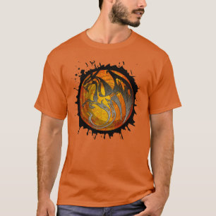 Robe de peinture orange splatz dragon homme tshirt