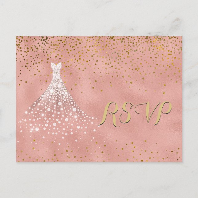 Robe Diamant Or rose Quinceanera Carte RSVP (Devant)