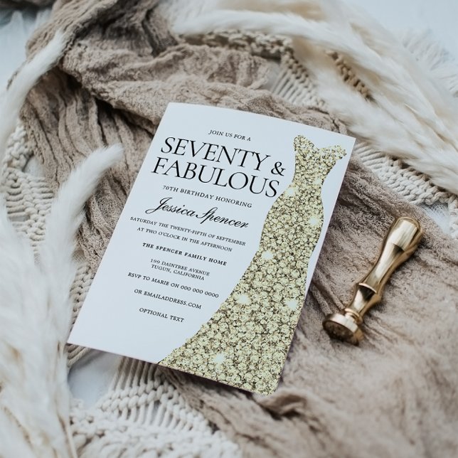 Robe d'or 70 et Invitation fabuleux 70e anniversai (Créateur téléchargé)