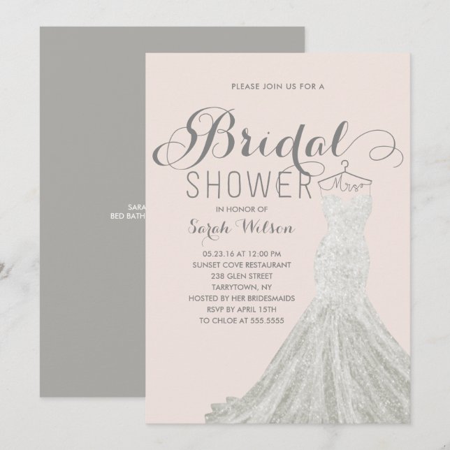 Robe Extravagante Blush | Invitation de douche nup (Devant / Derrière)