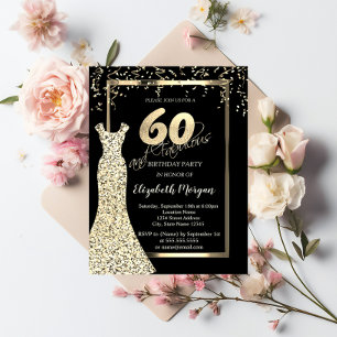 Robe Gold Sequins Noir 60e anniversaire Invitation