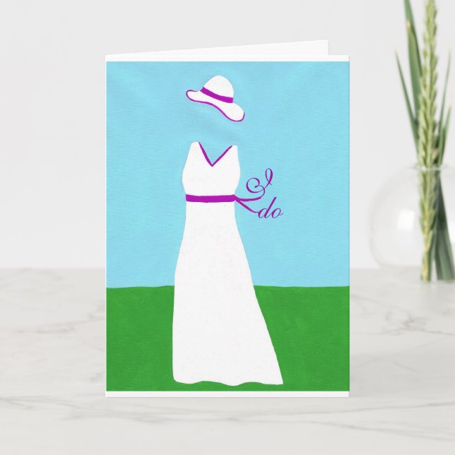 Robe Mariage blanche Ribbon violet Cartes d'invita (Devant)