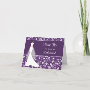Robe mariage, damas sur Carte de remerciements vio