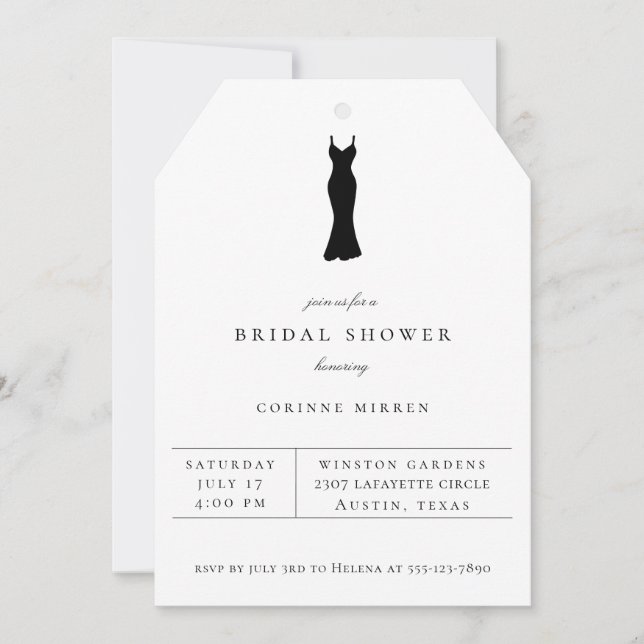 Robe noire Invitation de douche nuptiale (Devant)