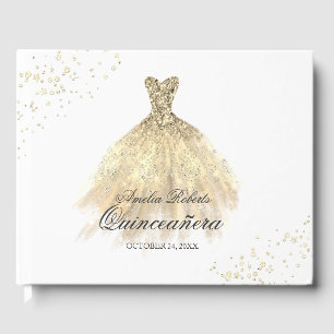 Robe or étincelante Quinceanera Livre d'or