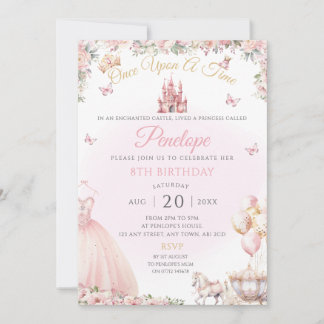 Robe princesse rose Invitation de fête d'anniversa