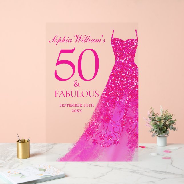 Robe rose chaude 50 et fabuleuse fête du 50e anniv (Mariage)
