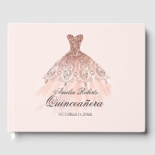 Robe rose Gold Sparkle Quinceanera Livre d'or
