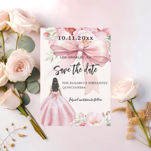 Robe rosée Quinceanera Enregistrer la carte Date