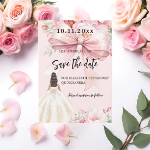 Robe rosée Quinceanera Enregistrer la carte Date