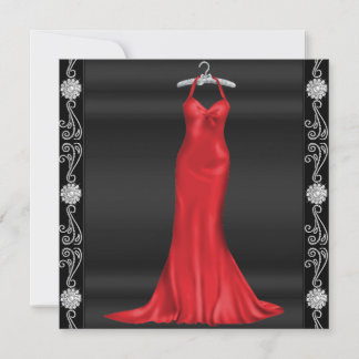 Robe rouge Invitation de fête d'anniversaire