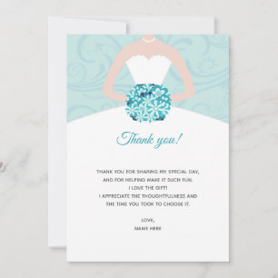 Robe turquoise de remous de carte de remerciements