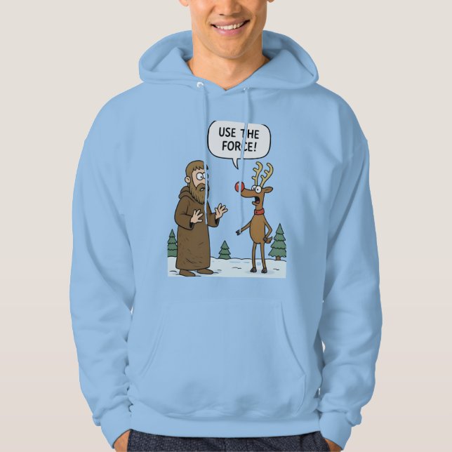 Robed Monk and Reindeer Winter Scene Hoodie (Vorderseite)