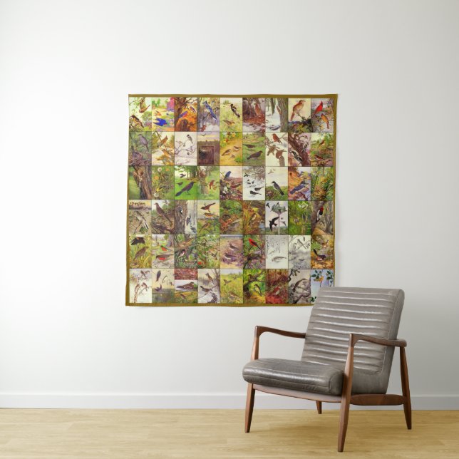 Robert Bruce Horsfall Square Birds Collage Wandteppich (Beispiel)