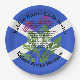 Robert Burns Birthday Gedicht Thistle Flag Large 9 Pappteller