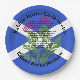 Robert Burns Birthday Geem Thistle Flag Large 9" Pappteller
