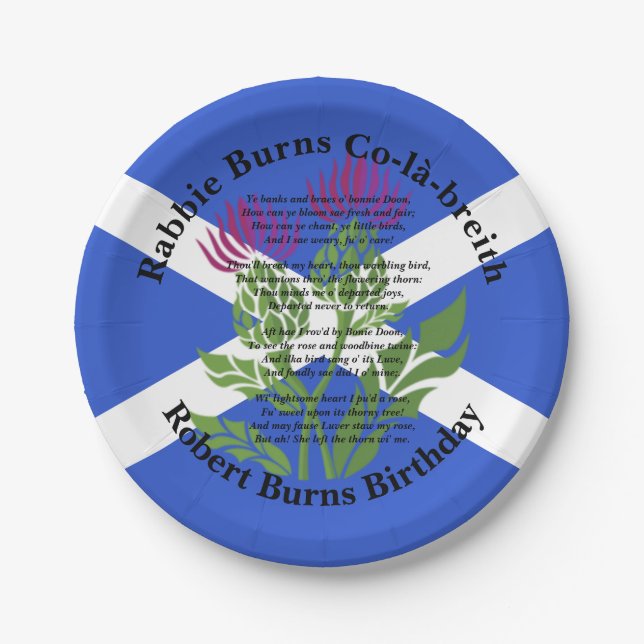 Robert Burns Birthday Geem Thistle Flag Small 7" Pappteller (Vorderseite)