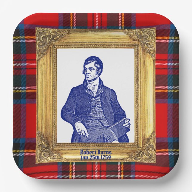 Robert Burns Royal Stewart Kariert 25. Januar Pappteller (Vorderseite)
