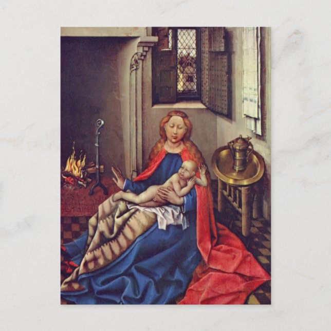 Robert Campin-Madonna und Kind vor einem Kamin Postkarte (Vorderseite)
