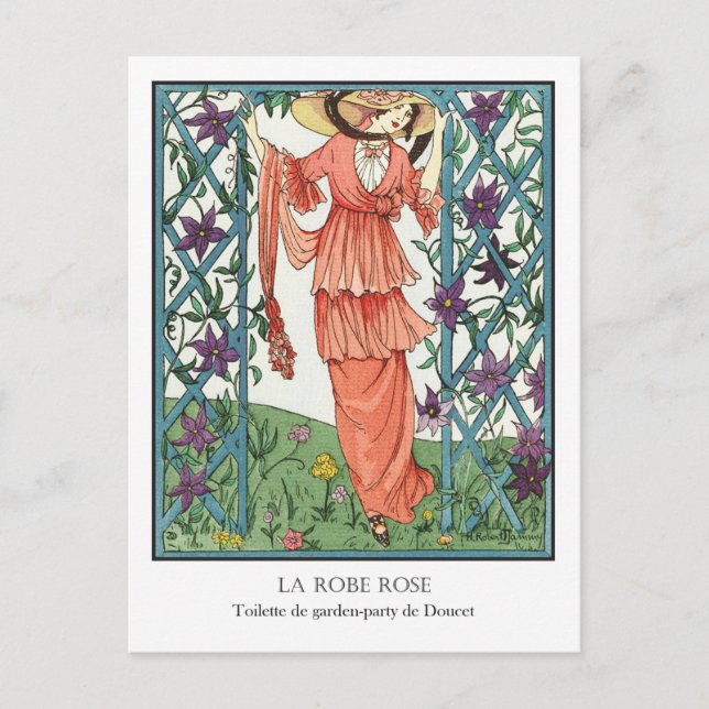 Robert Dammy French Fashion La Robe Rose Postkarte (Vorderseite)