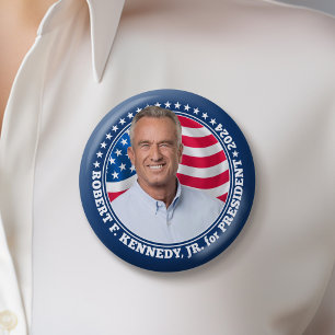 Robert F Kennedy JR RFK Foto und Fahne 2024 Button