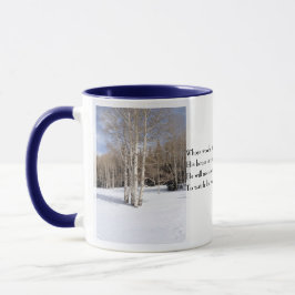 Robert Frost Gedicht, der von Woods Snowy Abend Tasse