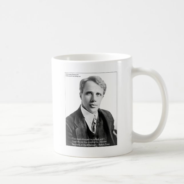 Robert Frost Zitat "Road Traveled" zu Karten und G Kaffeetasse (Rechts)