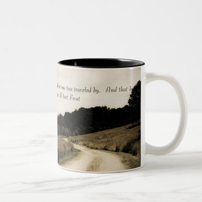 Robert- Frostzitat-Tasse Zweifarbige Tasse (Rechts)