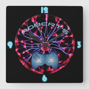 ROBERT - GAMERS Gaming Den Room Clock Nebel Quadratische Wanduhr