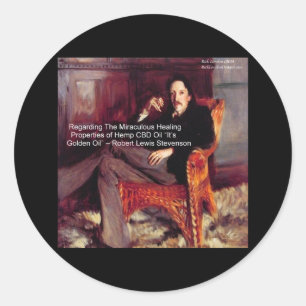 Robert Louis Stevenson & Zitat CBD ist Golden Oil Runder Aufkleber