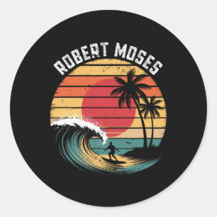 Robert Moses Beach Surfen Runder Aufkleber