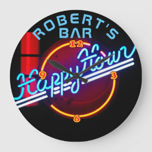 ROBERT - Name Neon Sign Bar Mancave Den Clock Fun Große Wanduhr
