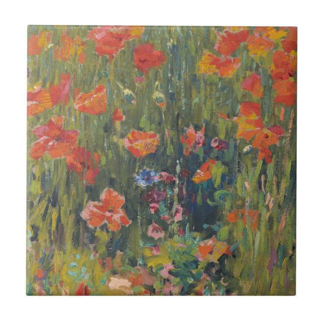 Robert Vonnoh Rote Mohnblumen 1888 Impressionistis Fliese (Vorderseite)