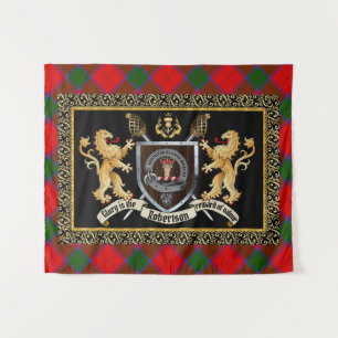 Robertson Clan Abzeichen & Motto w/Lions Wandteppich