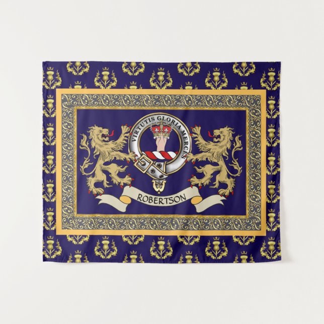 Robertson Clan Badge Personalized Blue Wandteppich (Vorderseite (Horizontal))