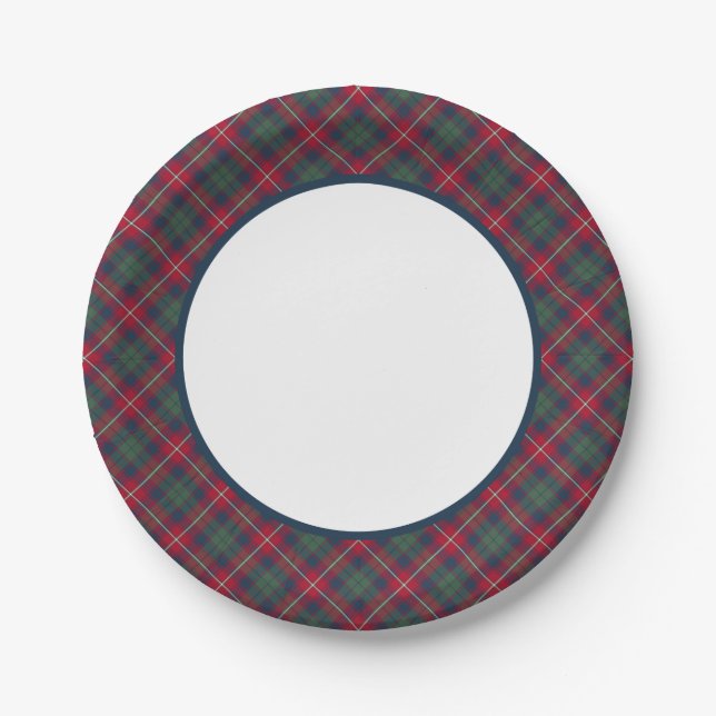 Robertson Clan Tartan Border Pappteller (Vorderseite)