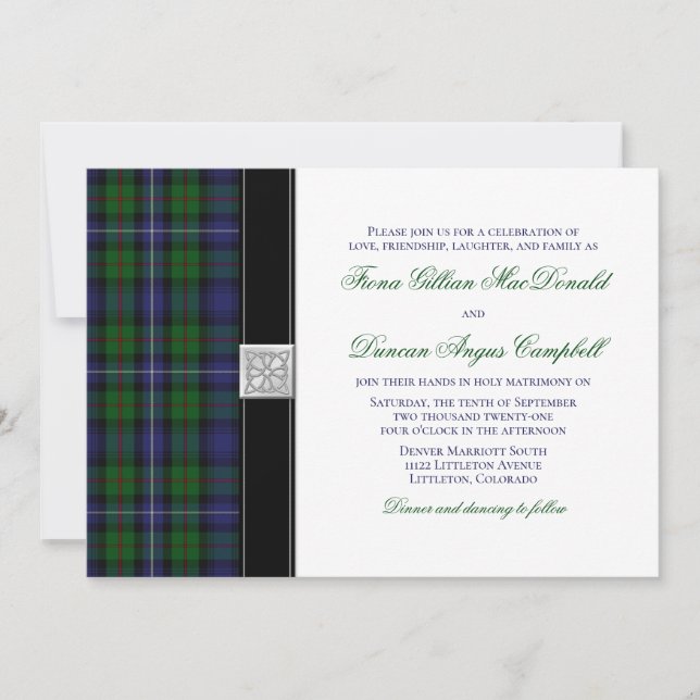 Robertson Hunting Tartan Celtic Wedding Einladung (Vorderseite)