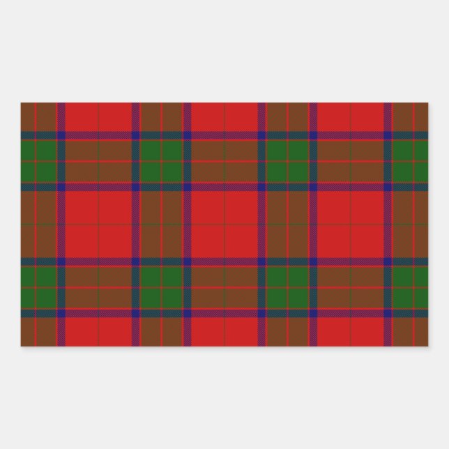 Robertson tartan rot kariert rechteckiger aufkleber (Vorderseite)