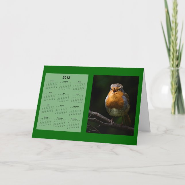 Robin 2012 Kalender Feiertagskarte (Vorderseite)