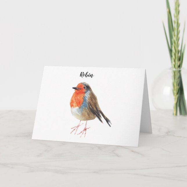 Robin Aquarell bemalt Vogel. Gute Karte. Karte (Vorderseite)