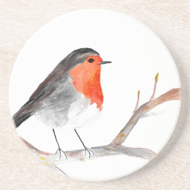 Robin Aquarell Weihnachten niedlich Festlich Getränkeuntersetzer (Vorne)