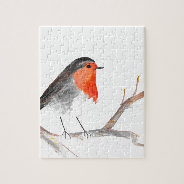 Robin Aquarell Weihnachtskunst (Vertikal)