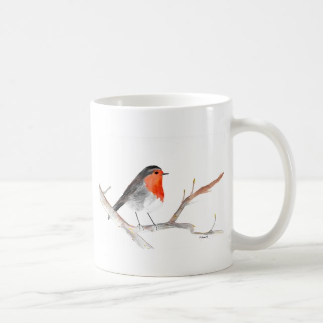 Robin Aquarell Weihnachtskunst Kaffeetasse (Rechts)