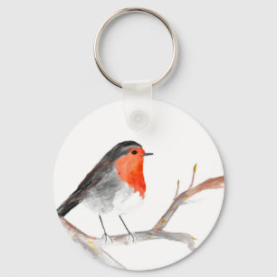 Robin Aquarell Weihnachtskunst Schlüsselanhänger