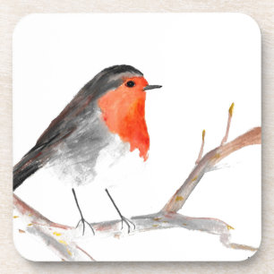 Robin Aquarell Weihnachtskunst Untersetzer