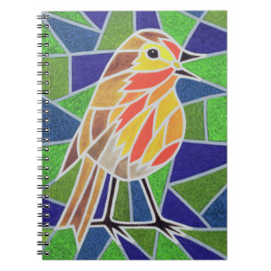 Robin auf Buntglas Notizblock