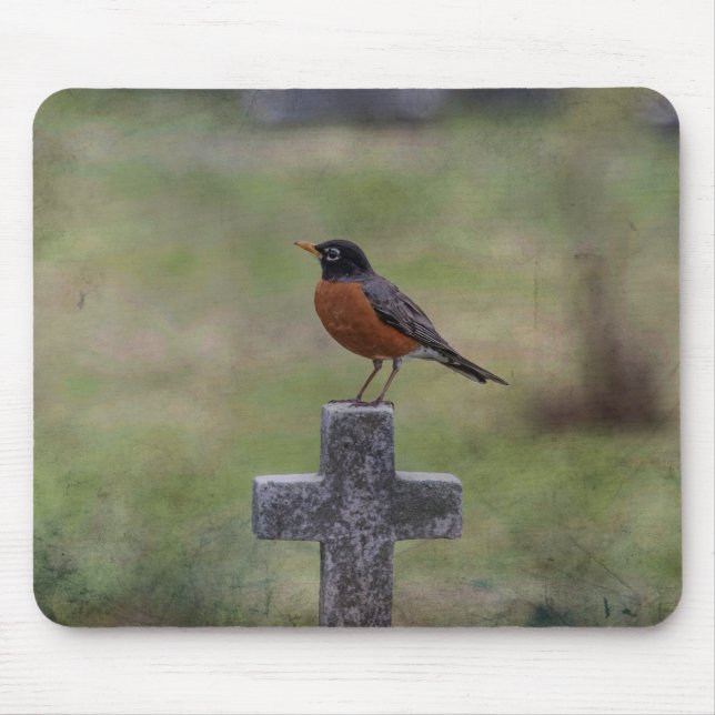 Robin auf einem Kreuz Mousepad (Vorne)