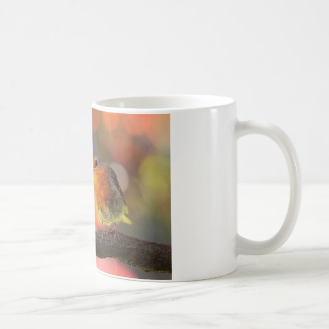 Robin auf einem Zweig Kaffeetasse (Rechts)