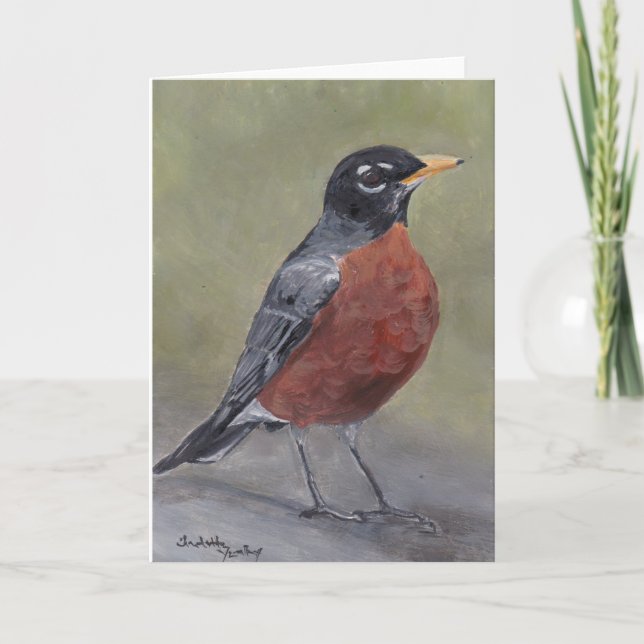Robin Bird Art Faltkarte Dankeskarte (Vorderseite)